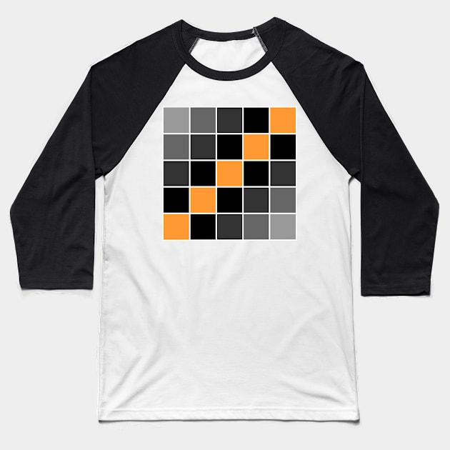 Orange Grid Baseball T-Shirt by iconymous